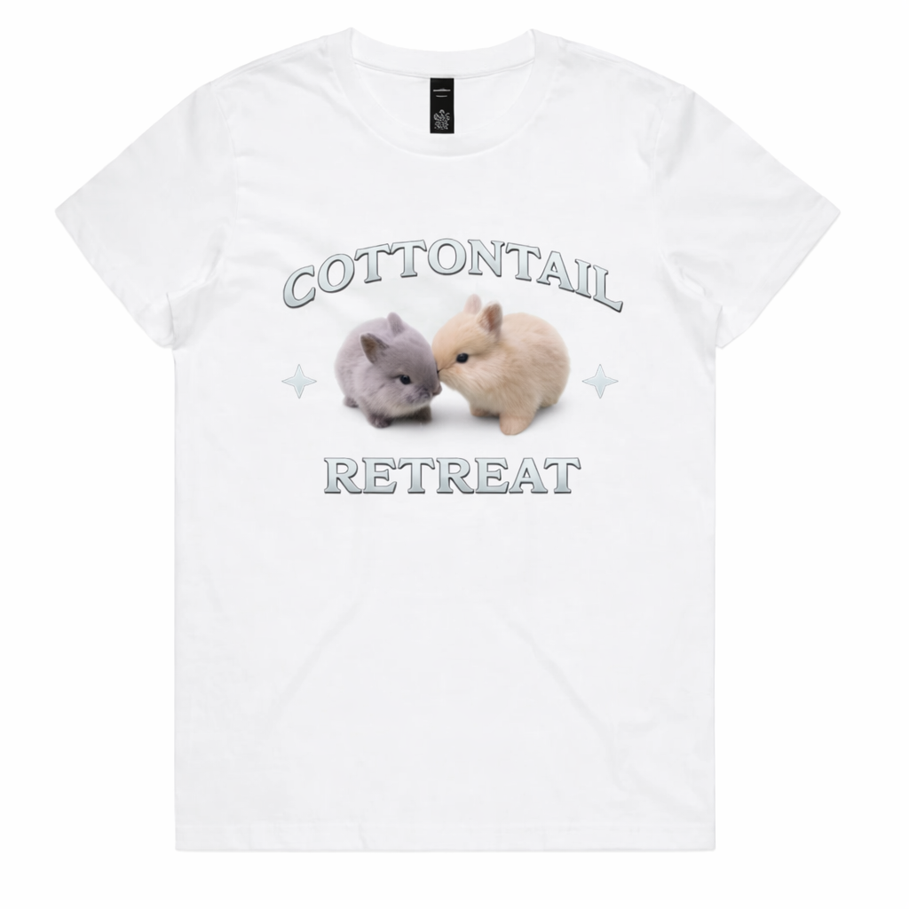 Rabbit Print T-Shirt – Cottontail Duo | Cotton Tail Retreat