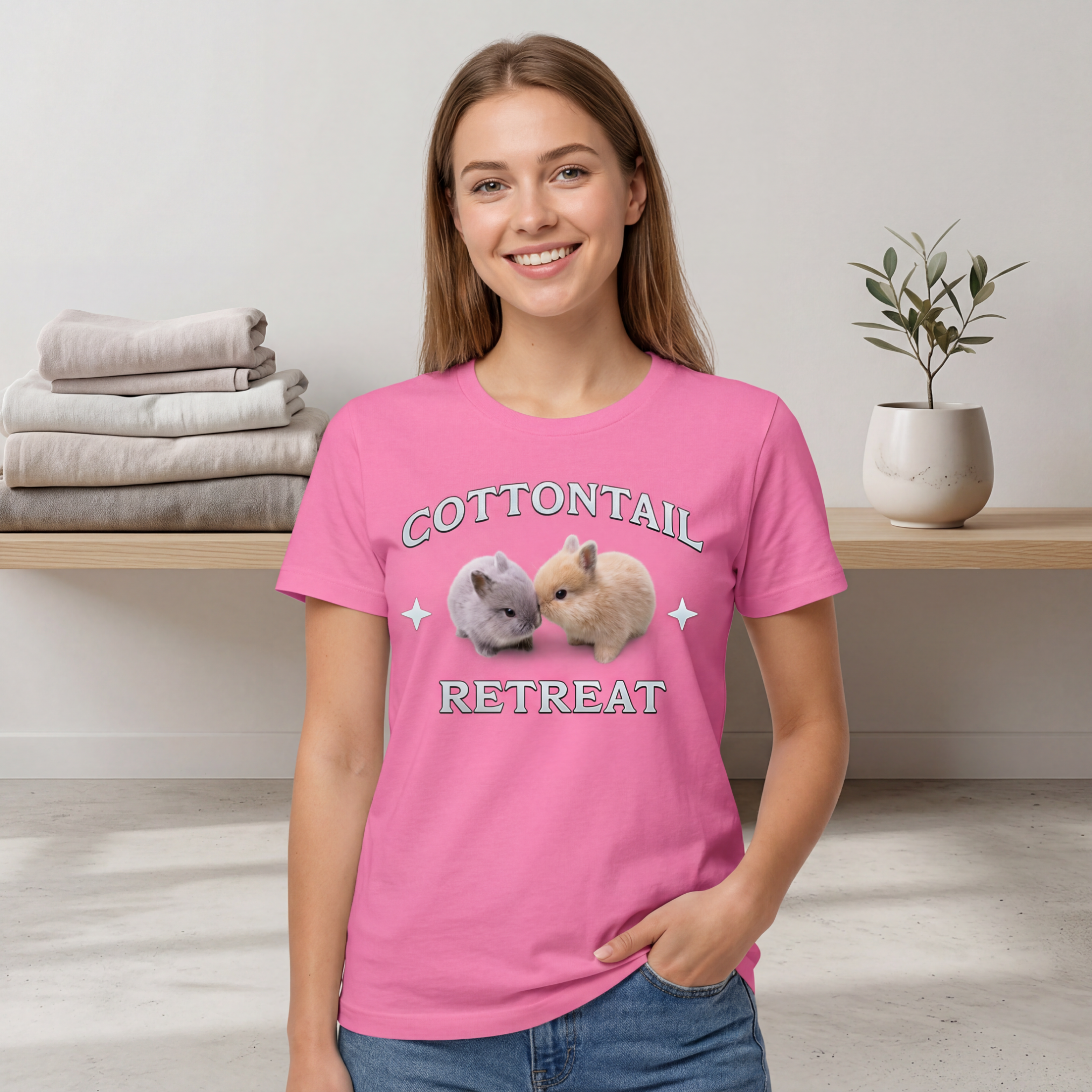 Rabbit Print T-Shirt – Cottontail Duo | Cotton Tail Retreat