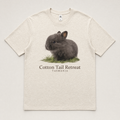 Baby Wombat tee in Natural — grey baby rabbit print, Cotton Tail Retreat Tasmania