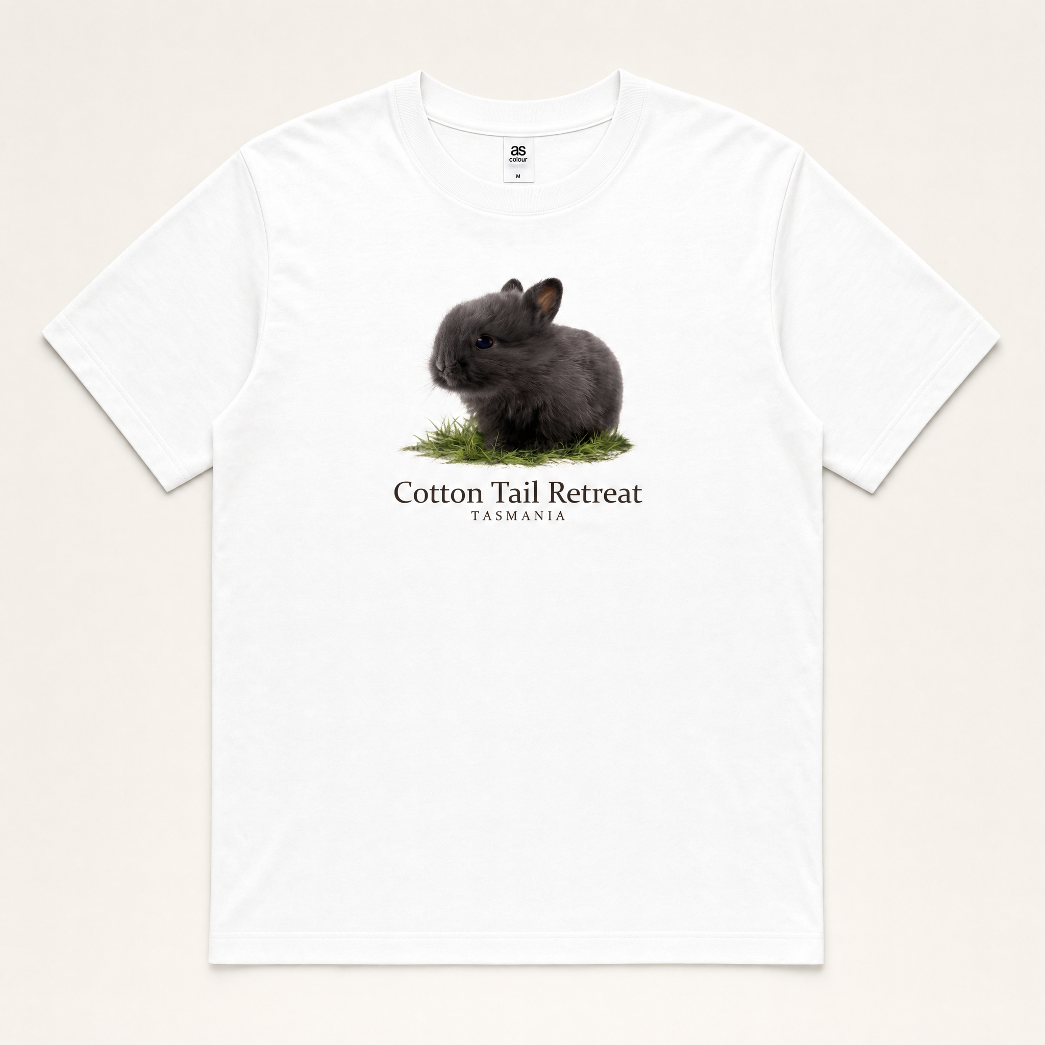 Baby Wombat tee in White — grey baby rabbit print