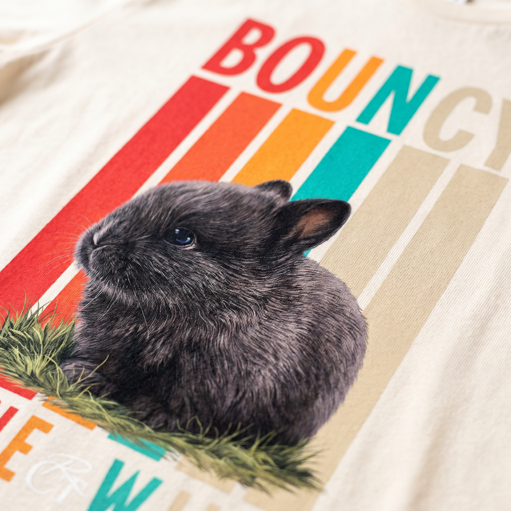 Bouncy Gone Wild Tee - fabric and print detail close-up
