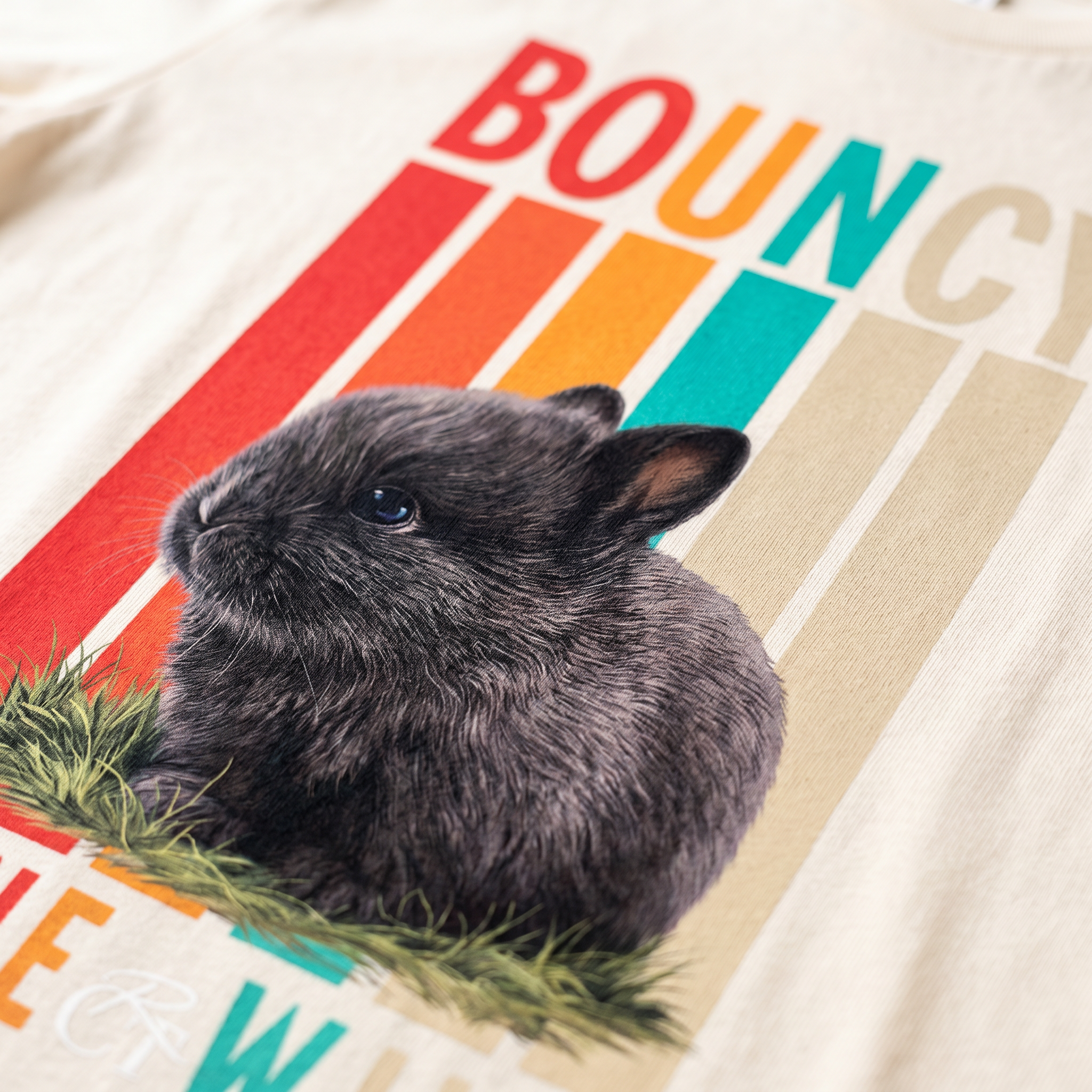 Bouncy Gone Wild Tee - fabric and print detail close-up