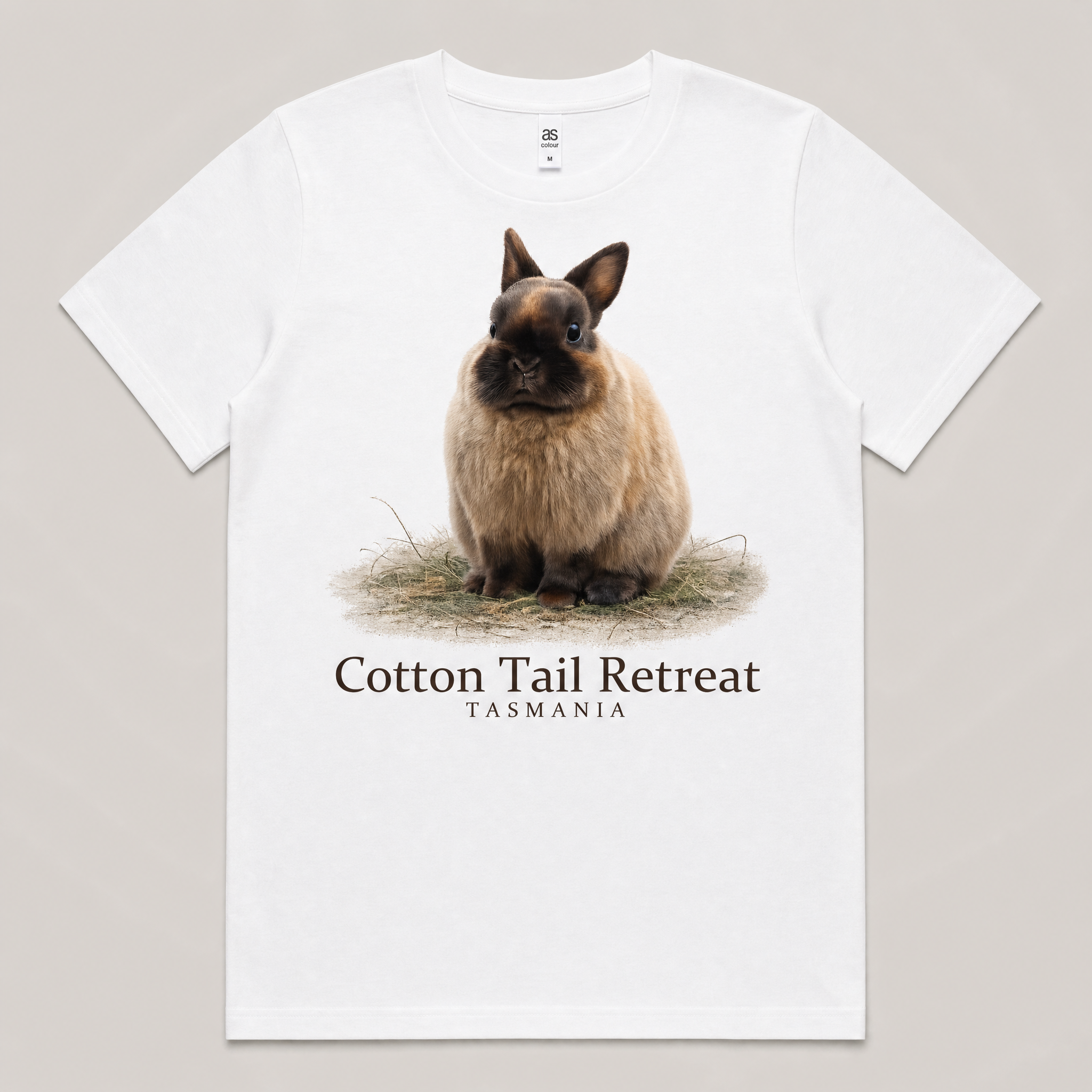 Wombat Signature tee in White — Wombat rabbit print