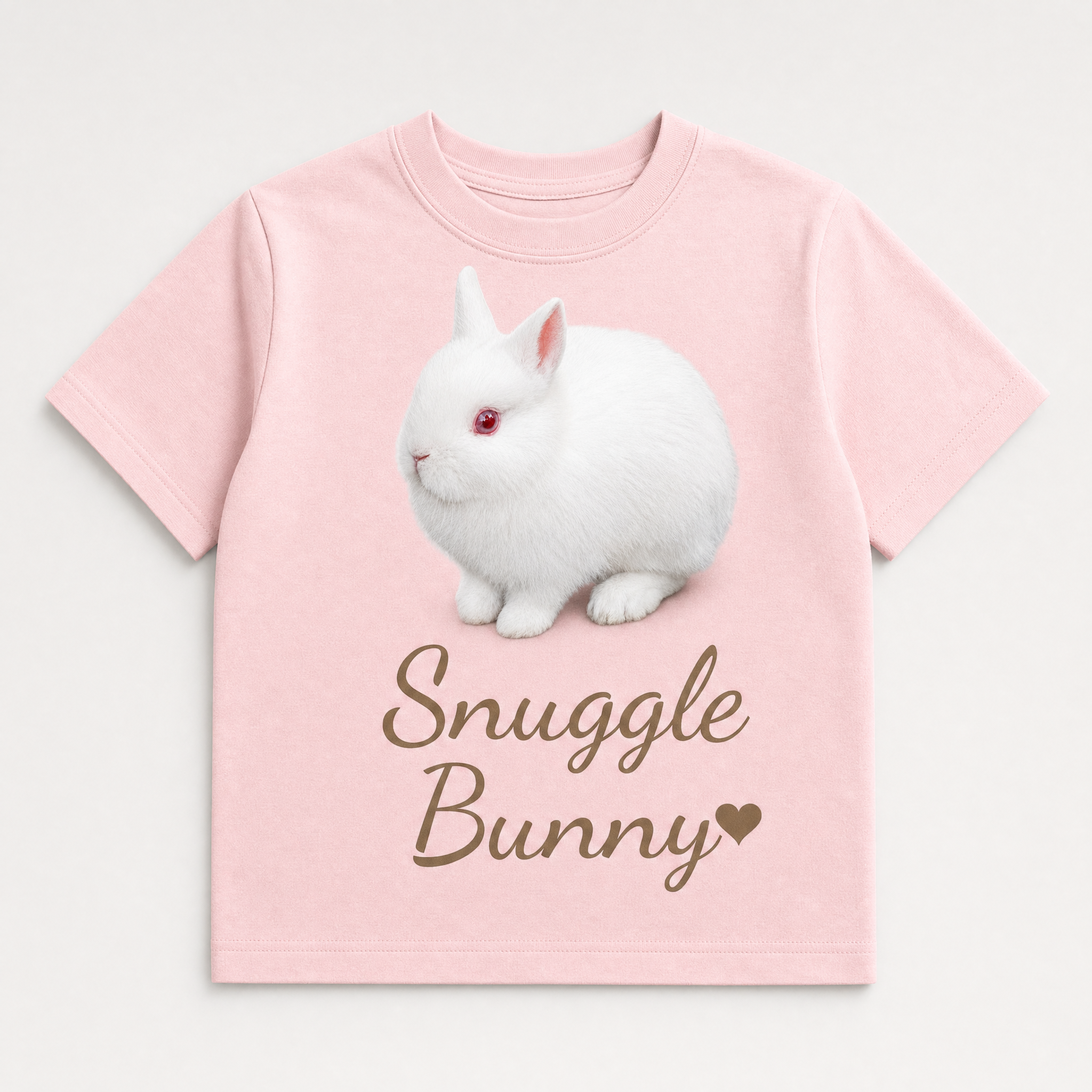 Pink Snuggle Bunny kids tee with rabbit and script print - Cotton Tail Retreat