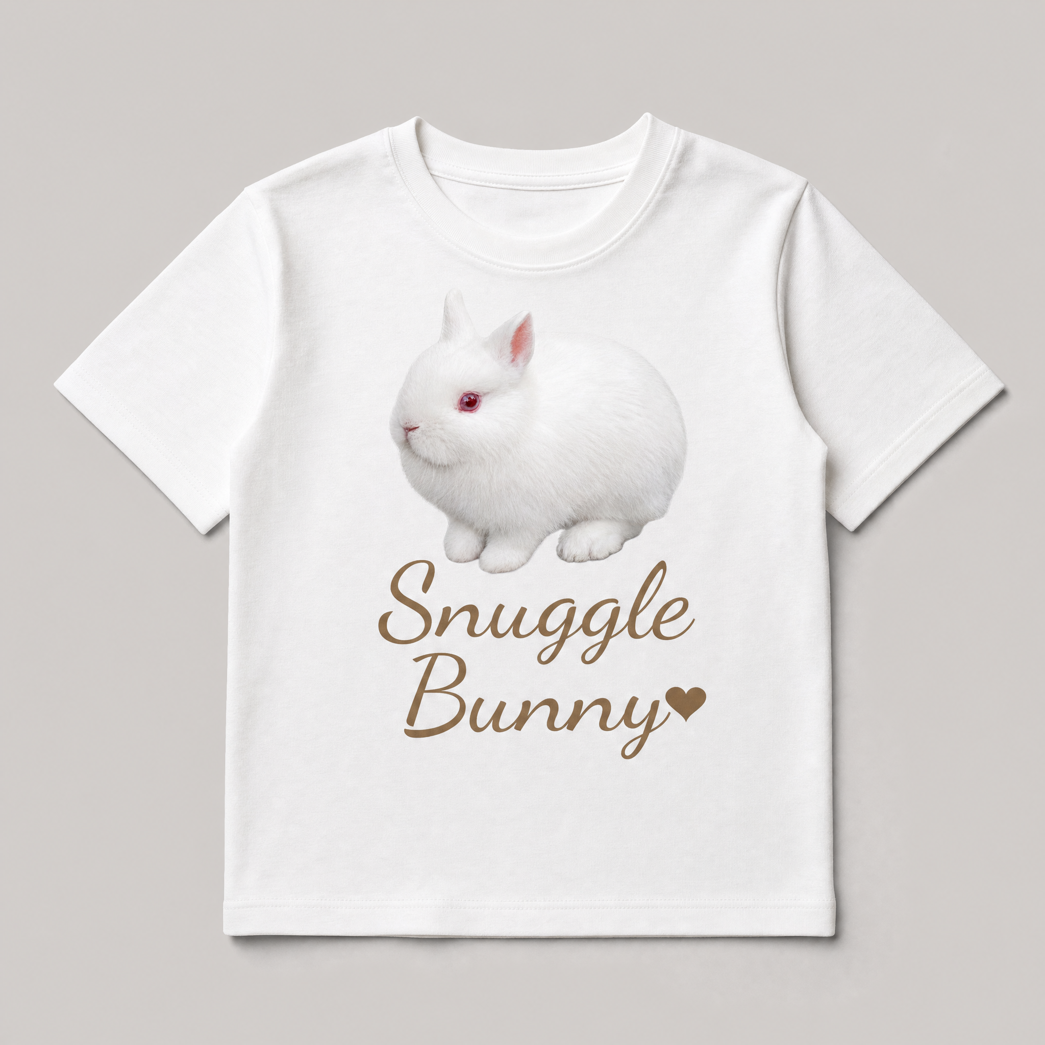 White Snuggle Bunny kids tee with rabbit and script print - Cotton Tail Retreat